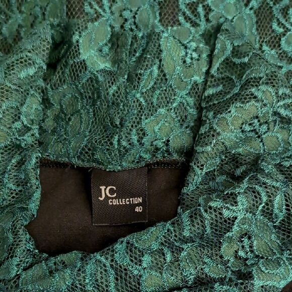 JC Italy Emerald Green Colorblock Lace Mockneck Turtleneck - Picture 2 of 9
